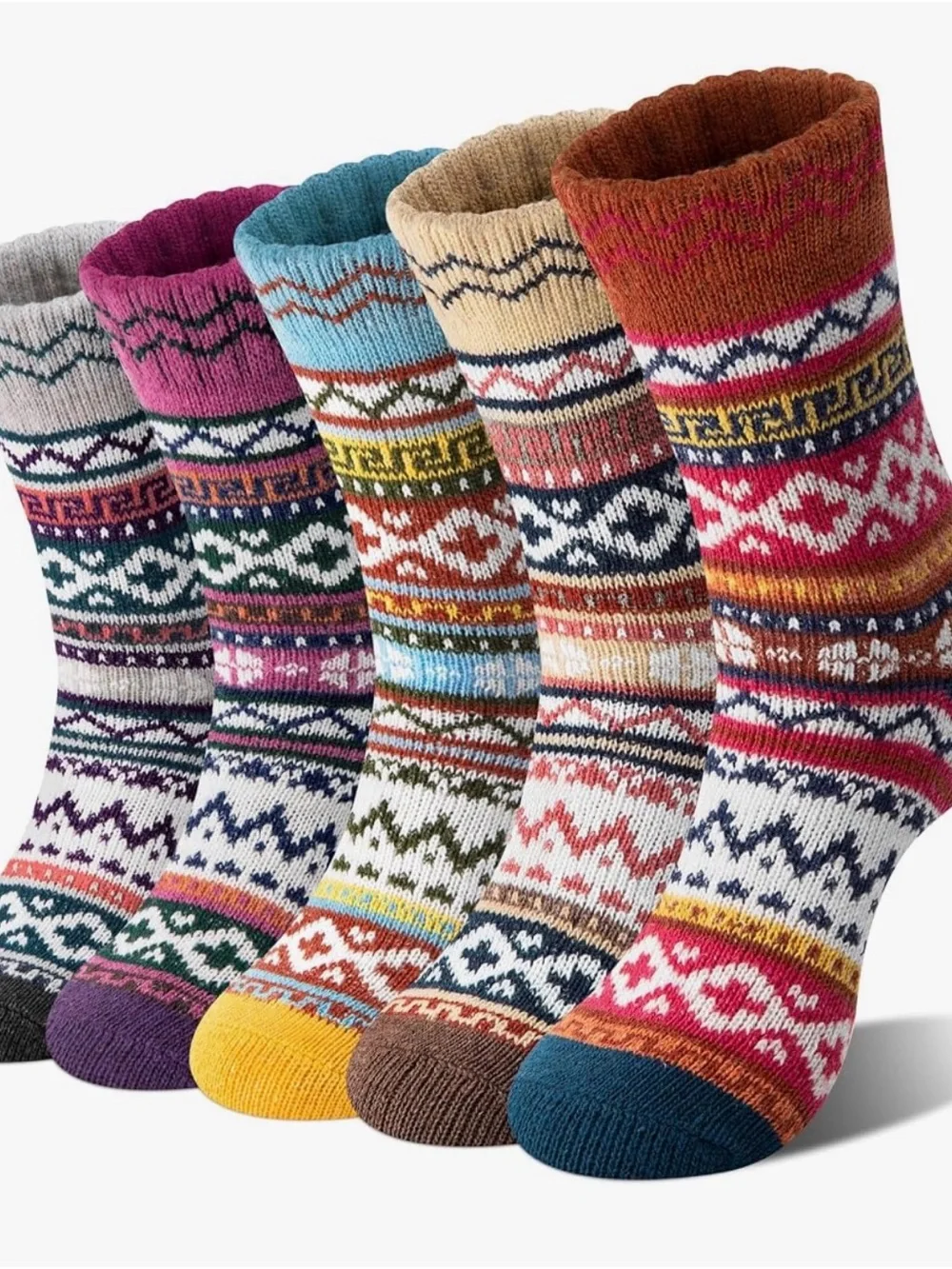 NEW Cozy Fall Fair Isle Patterned Crew Socks - Assorted Colors